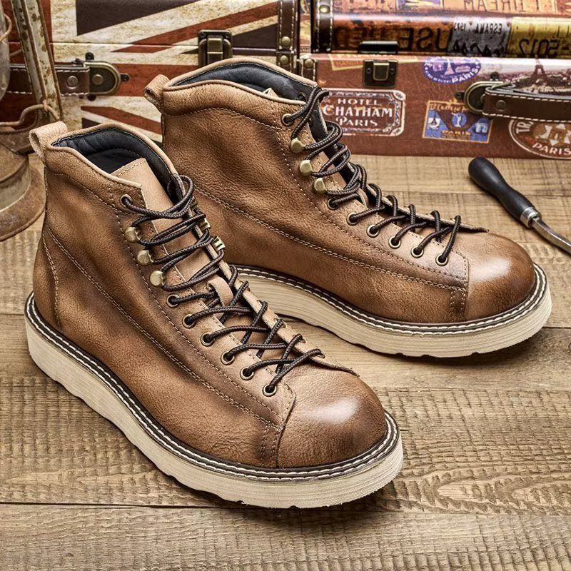 Botas Masculinas Com Cano Curto Luxo - Café