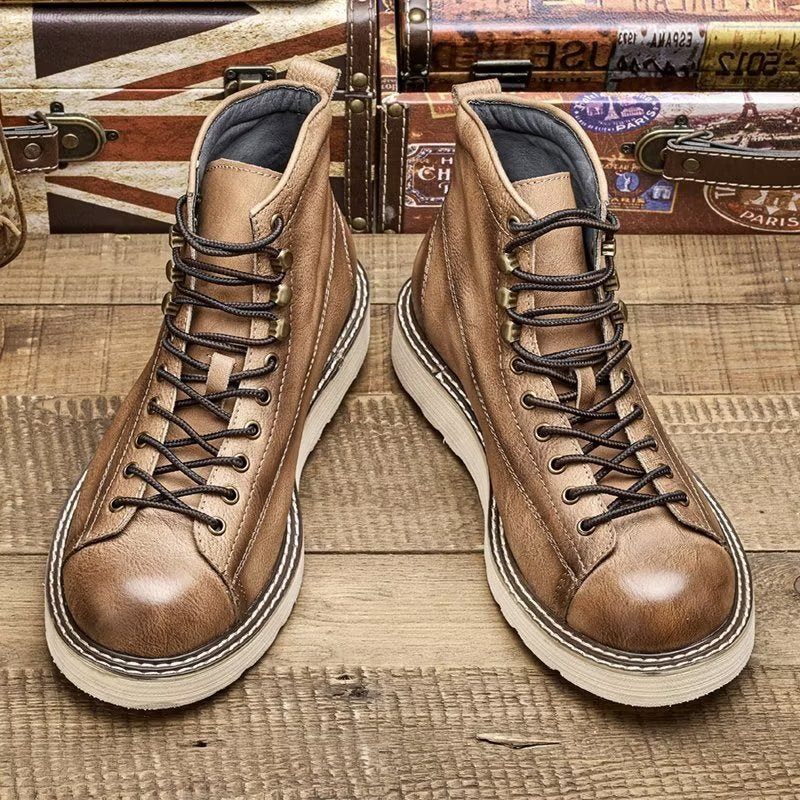 Botas Masculinas Com Cano Curto Luxo - Café