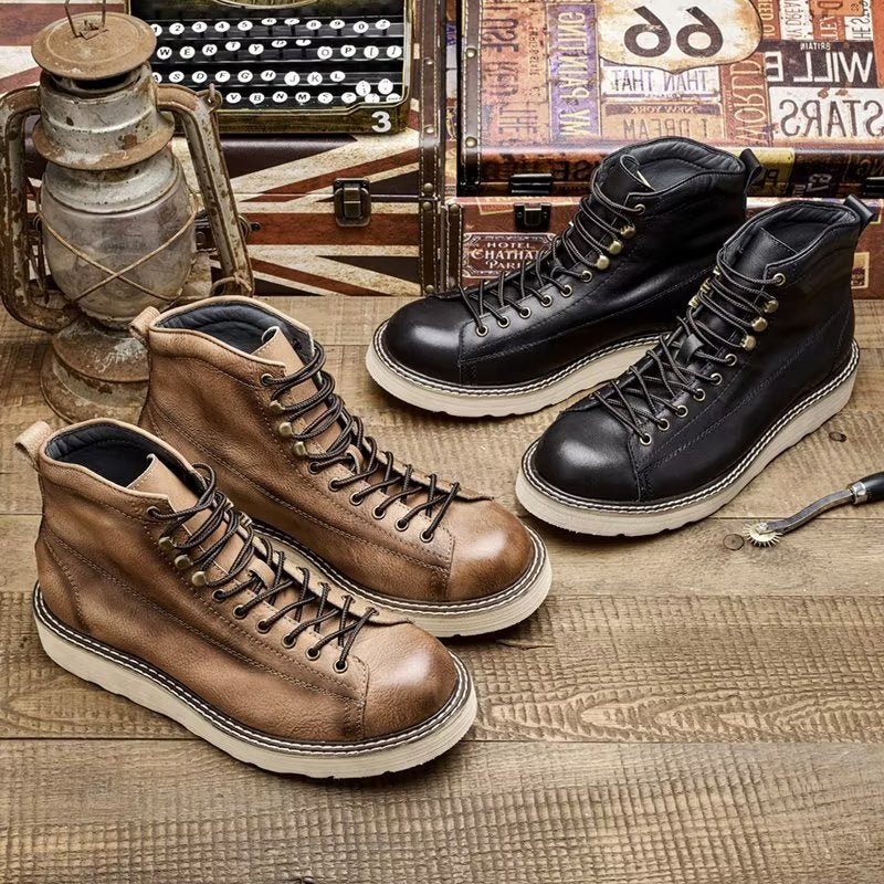 Botas Masculinas Com Cano Curto Luxo - Café