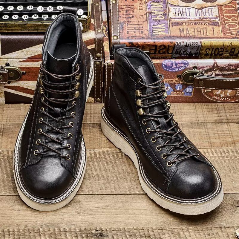 Botas Masculinas Com Cano Curto Luxo - Preto