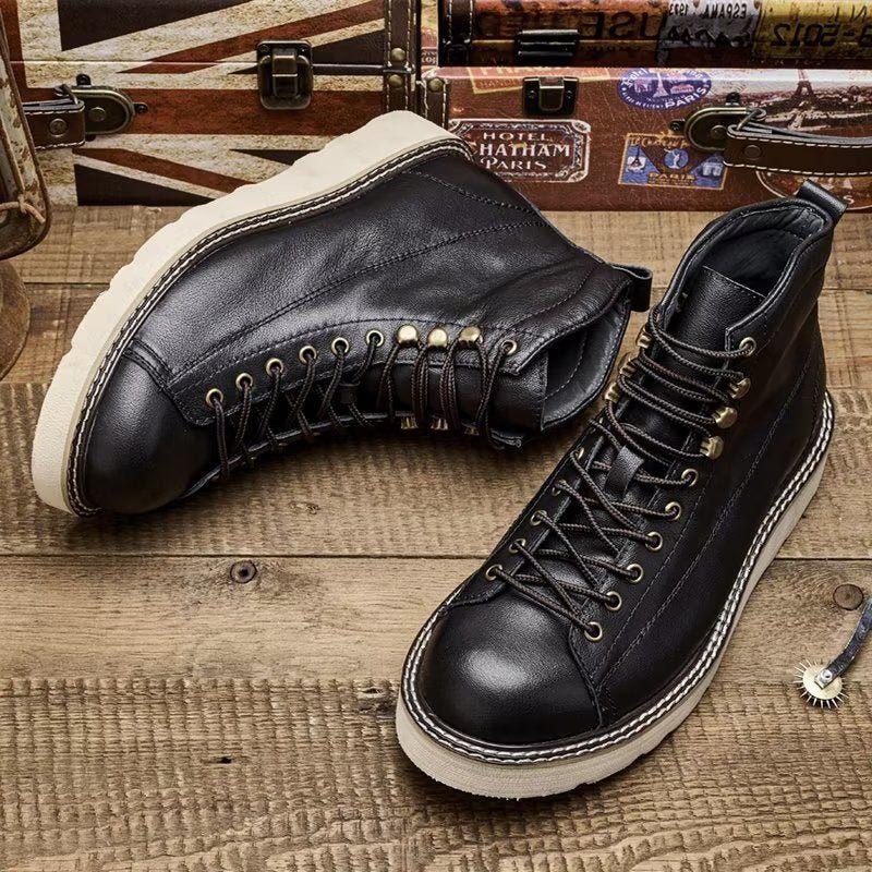 Botas Masculinas Com Cano Curto Luxo - Preto