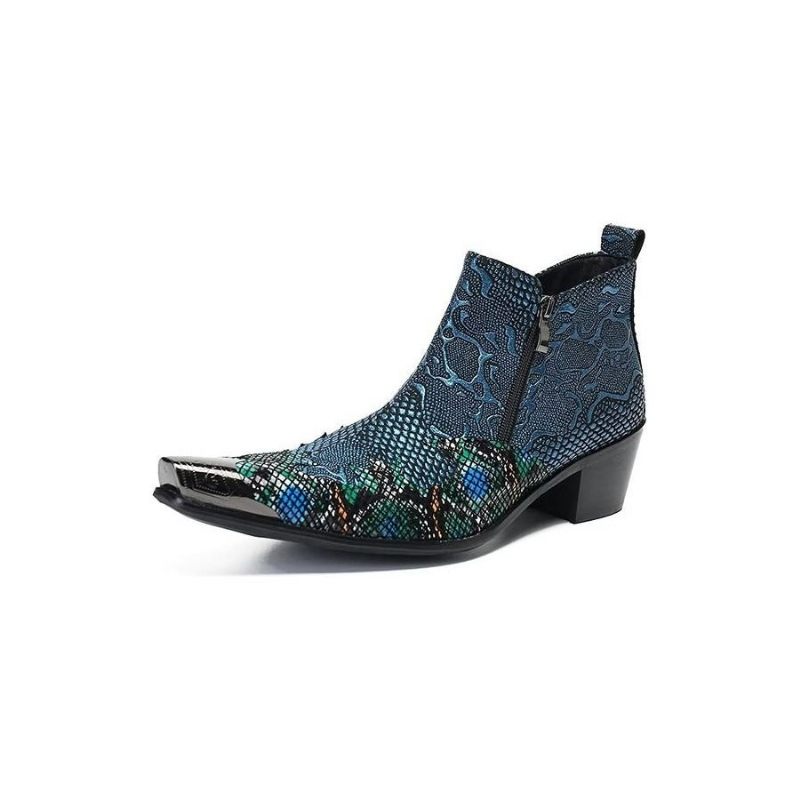 Botas Masculinas Com Charme Exótico Em Couro Legítimo Chamativas -  Azul