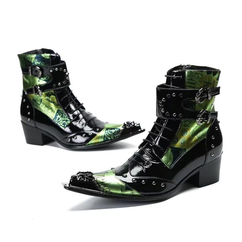 Botas Masculinas Com Design Elegante E Bico Fino - Verde