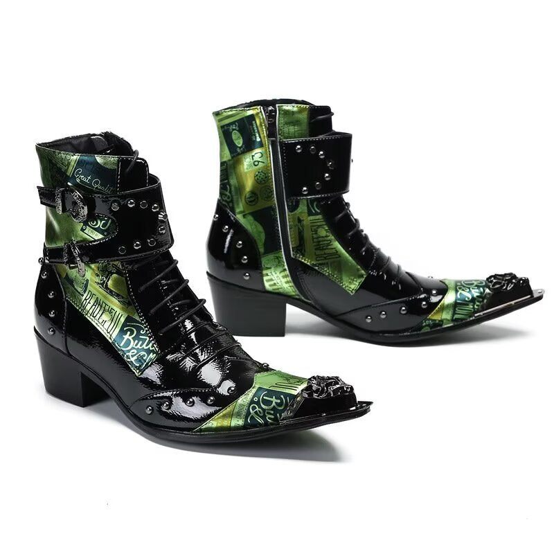 Botas Masculinas Com Design Elegante E Bico Fino - Verde