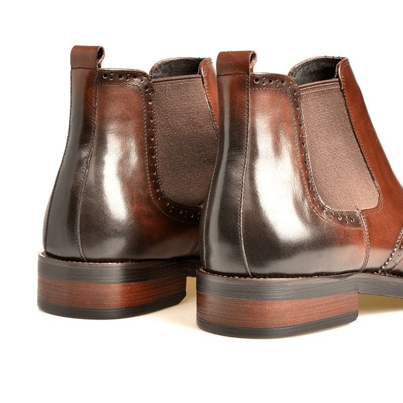 Botas Masculinas Com Deslizamento Plano Em Botins Grife - Café