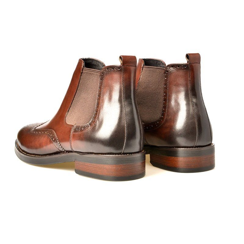 Botas Masculinas Com Deslizamento Plano Em Botins Grife - Café