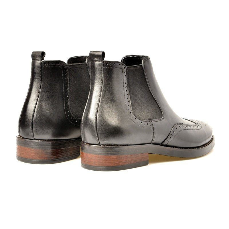 Botas Masculinas Com Deslizamento Plano Em Botins Grife - Preto