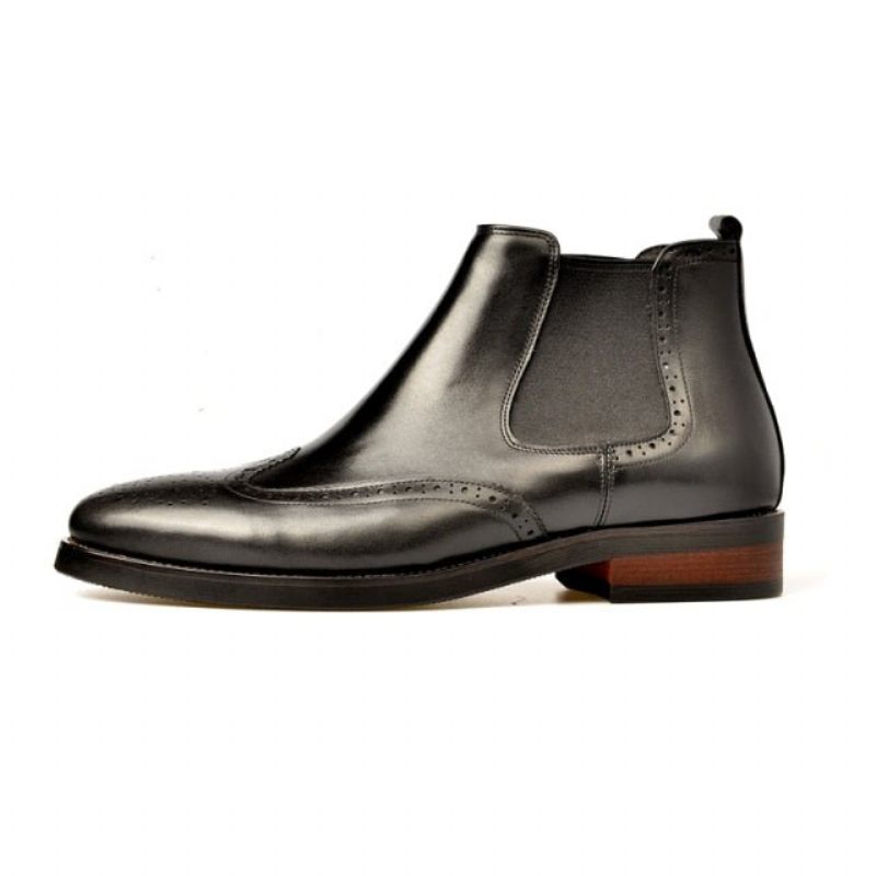 Botas Masculinas Com Deslizamento Plano Em Botins Grife - Preto