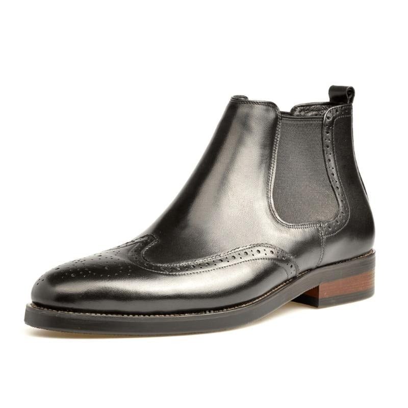 Botas Masculinas Com Deslizamento Plano Em Botins Grife - Preto