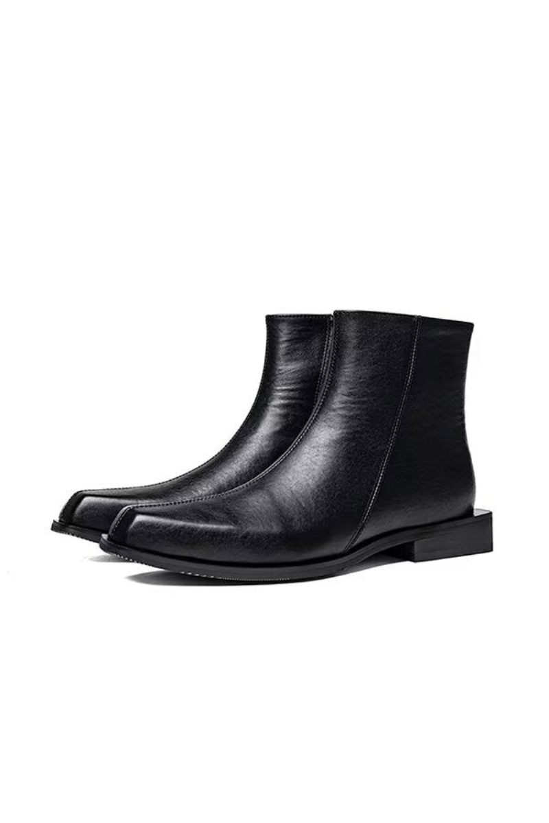 Botas Masculinas Com Fivela E Bico Redondo