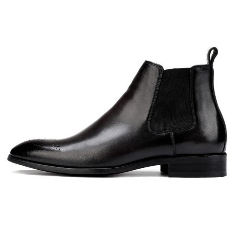 Botas Masculinas Com Salto Plano E Cano Curto - Preto