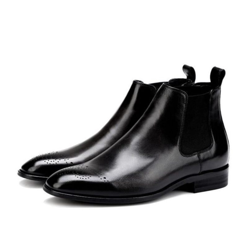 Botas Masculinas Com Salto Plano E Cano Curto - Preto