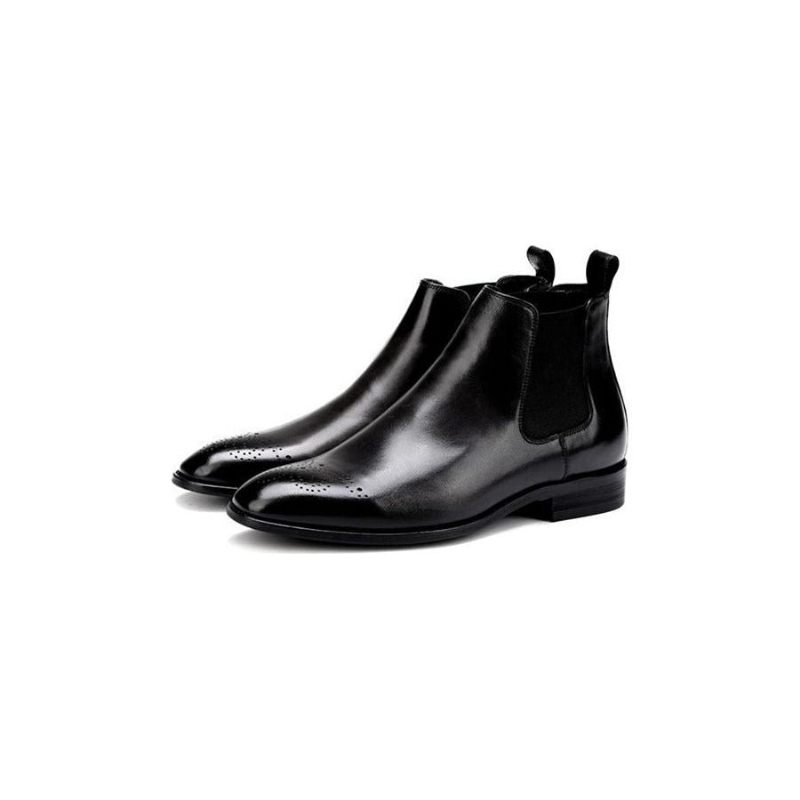 Botas Masculinas Com Salto Plano E Cano Curto - Preto