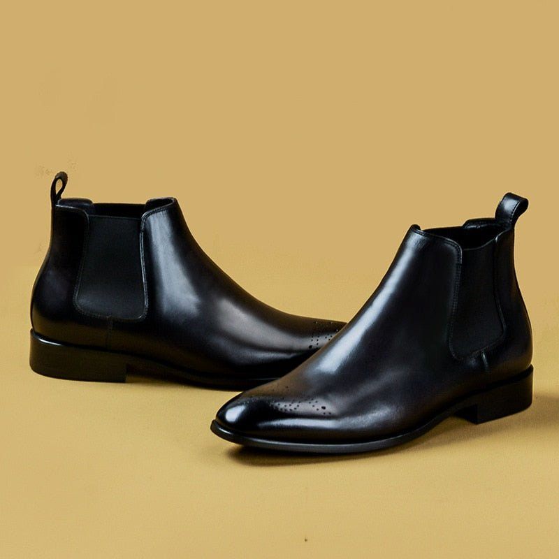 Botas Masculinas Com Salto Plano E Cano Curto - Preto