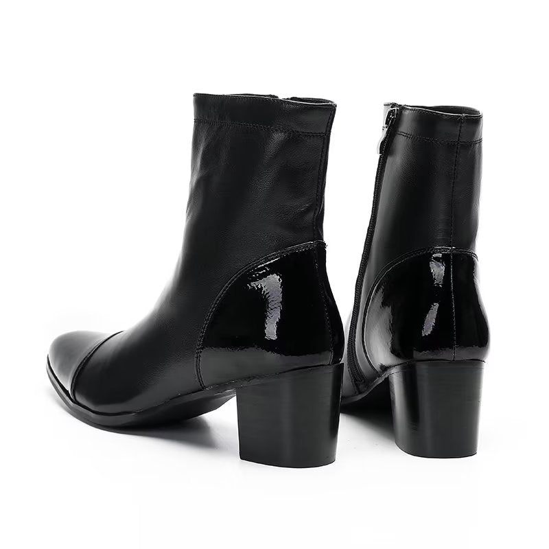 Botas Masculinas Com Textura Couro Botins - Preto