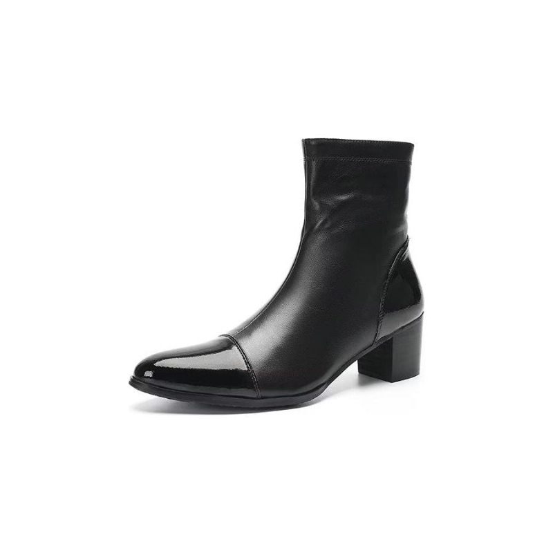 Botas Masculinas Com Textura Couro Botins - Preto