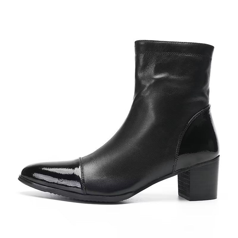 Botas Masculinas Com Textura Couro Botins - Preto