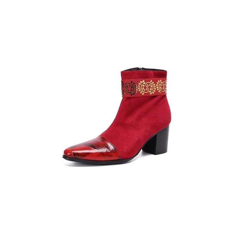 Botas Masculinas Com Textura Exótica - Vermelho