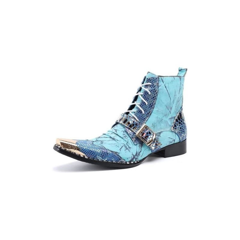 Botas Masculinas Com Textura Exótica Altas - Azul