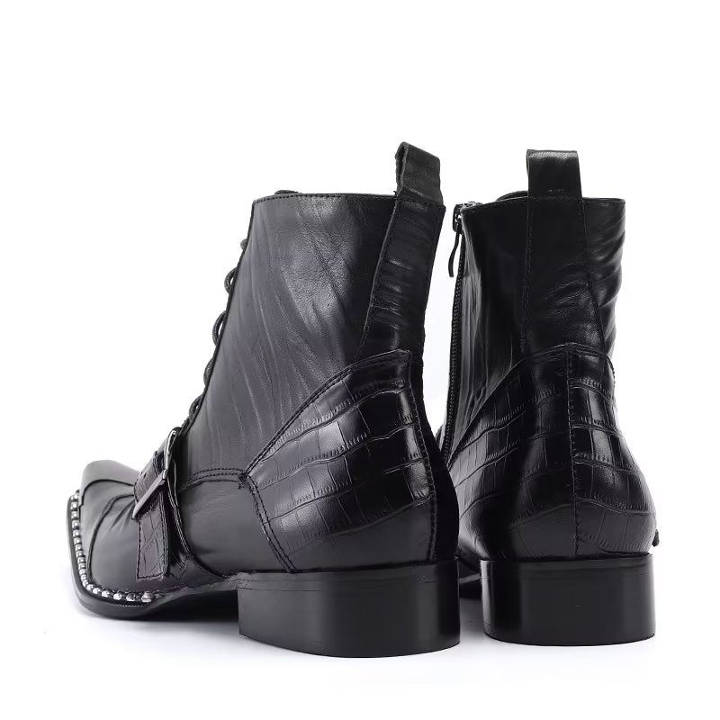 Botas Masculinas Com Textura Exótica Altas - Preto