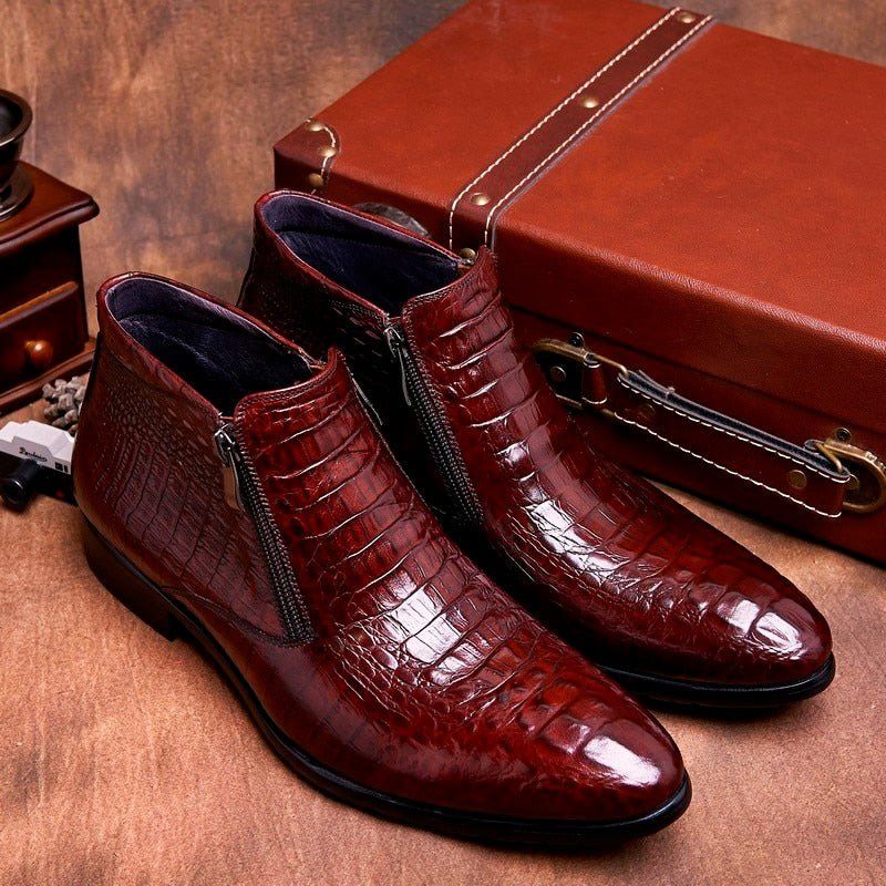 Botas Masculinas Com Zíper - Vermelho