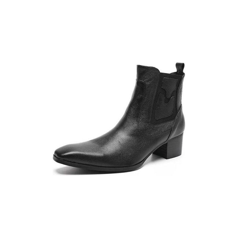 Botas Masculinas Com Zíper Couro Serpente Exótica - Preto