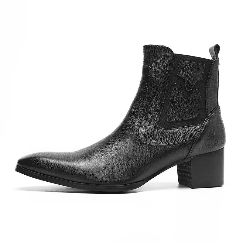 Botas Masculinas Com Zíper Couro Serpente Exótica - Preto