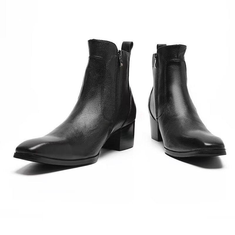 Botas Masculinas Com Zíper Couro Serpente Exótica - Preto