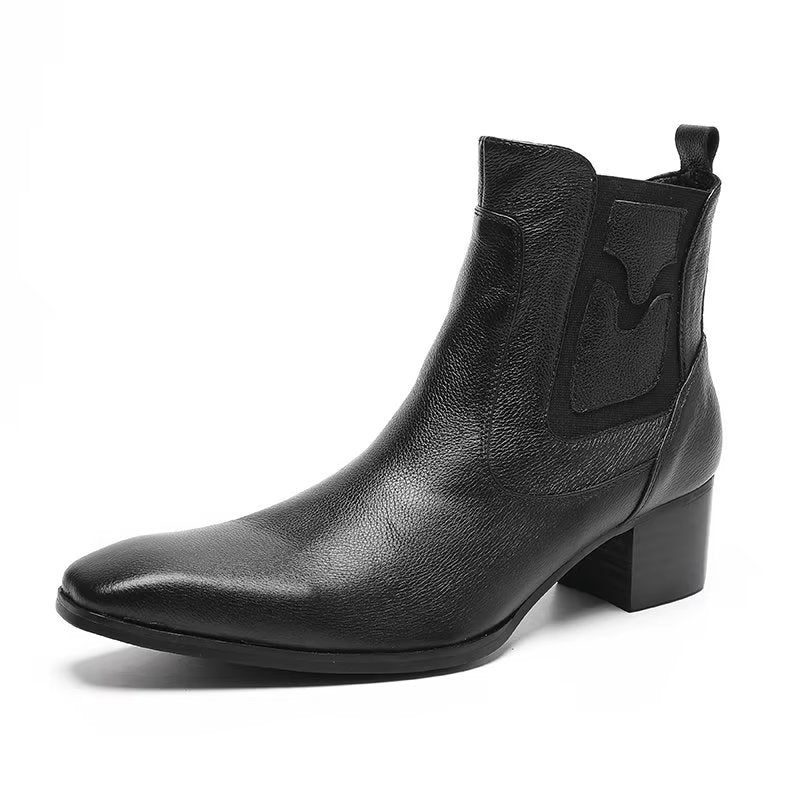 Botas Masculinas Com Zíper Couro Serpente Exótica - Preto