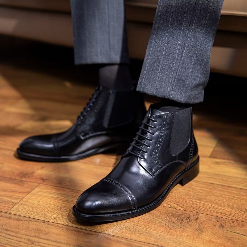 Botas Masculinas Com Zíper Forrado Pele Luxo - Preto