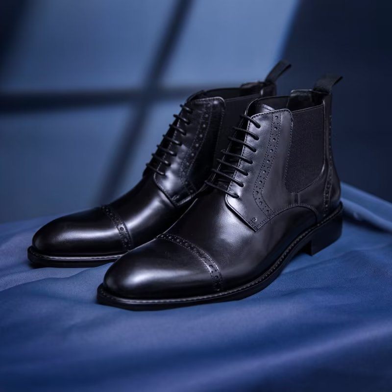 Botas Masculinas Com Zíper Forrado Pele Luxo - Preto