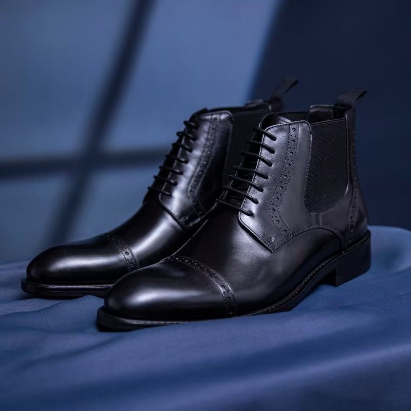 Botas Masculinas Com Zíper Forrado Pele Luxo - Preto