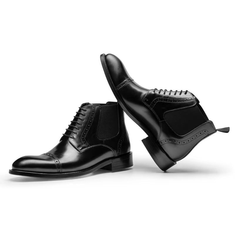 Botas Masculinas Com Zíper Forrado Pele Luxo - Preto