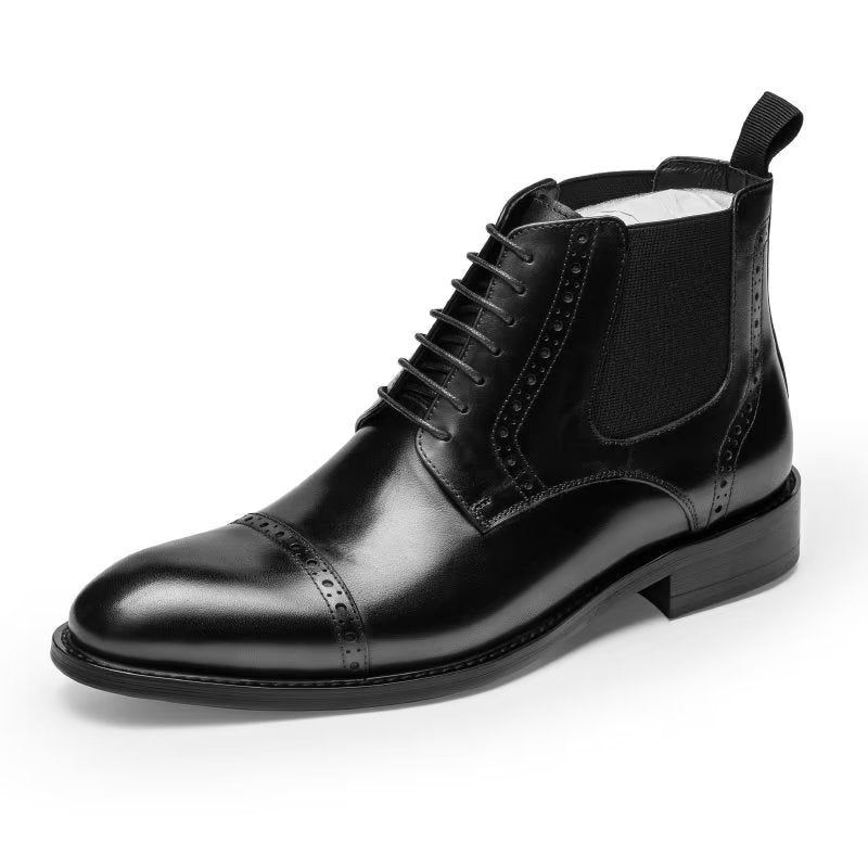 Botas Masculinas Com Zíper Forrado Pele Luxo - Preto