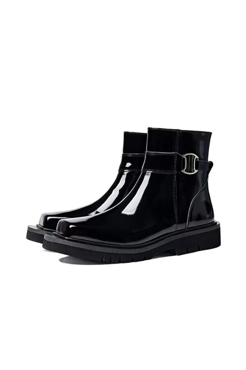 Botas Masculinas Com Zíper No Tornozelo - Preto