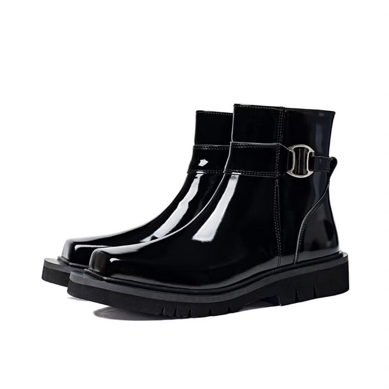 Botas Masculinas Com Zíper No Tornozelo - Preto