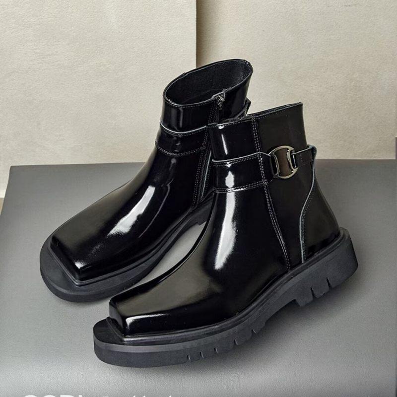 Botas Masculinas Com Zíper No Tornozelo - Preto