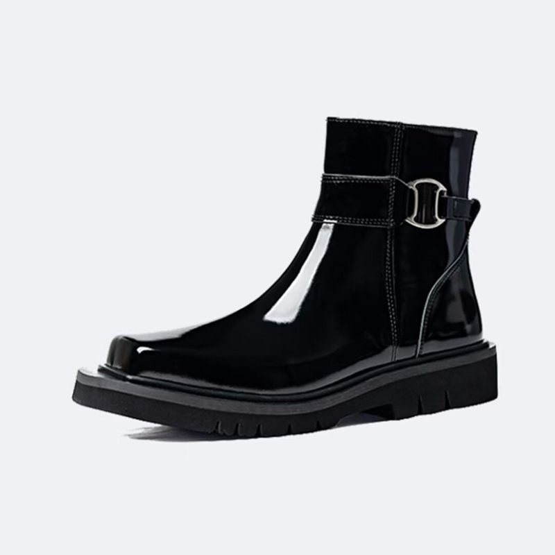 Botas Masculinas Com Zíper No Tornozelo - Preto