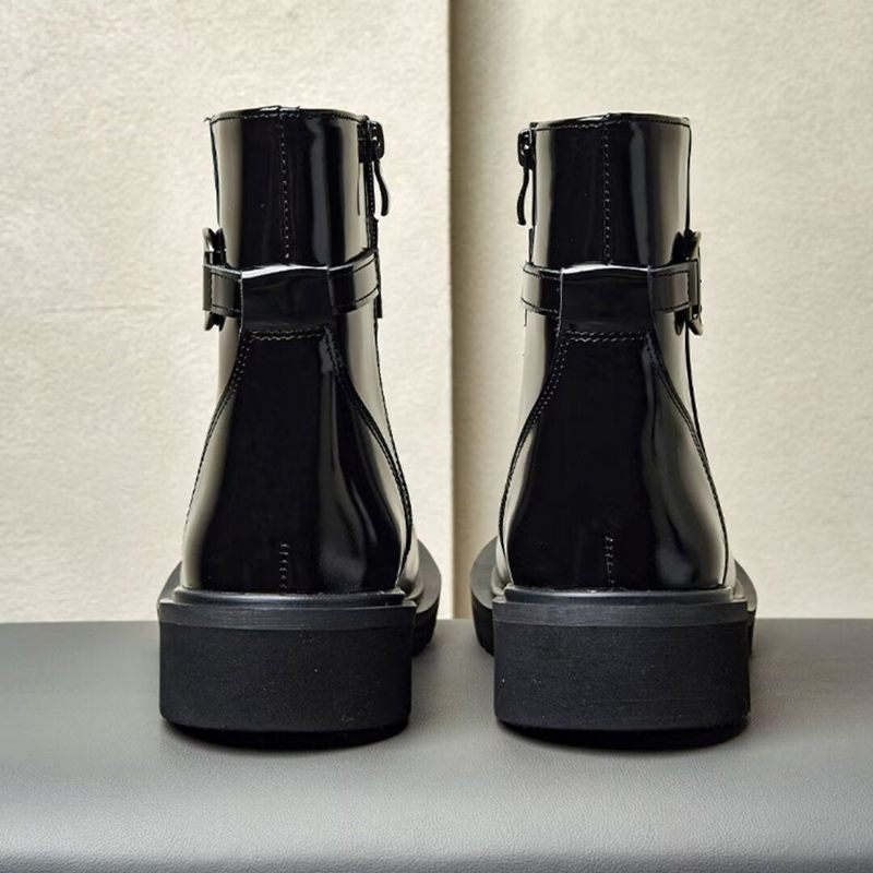 Botas Masculinas Com Zíper No Tornozelo - Preto