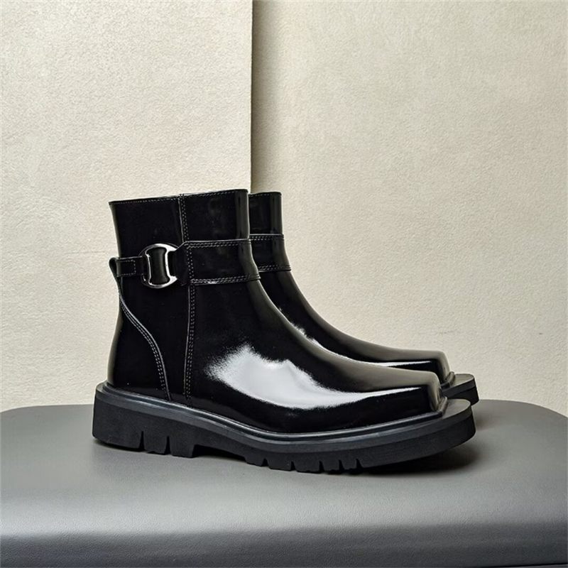 Botas Masculinas Com Zíper No Tornozelo - Preto