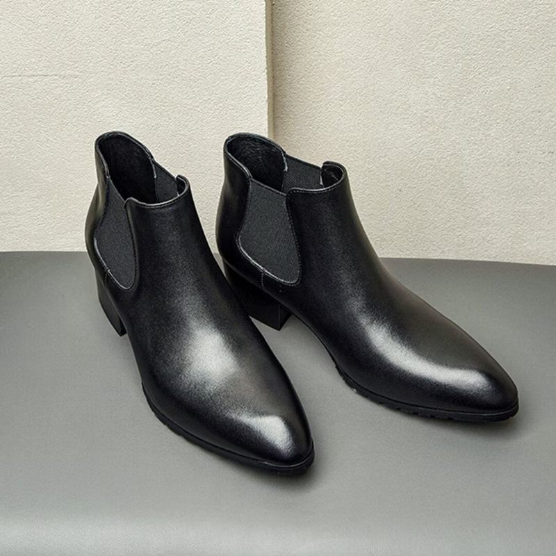 Botas Masculinas Com Zíper Pontiagudo - Preto