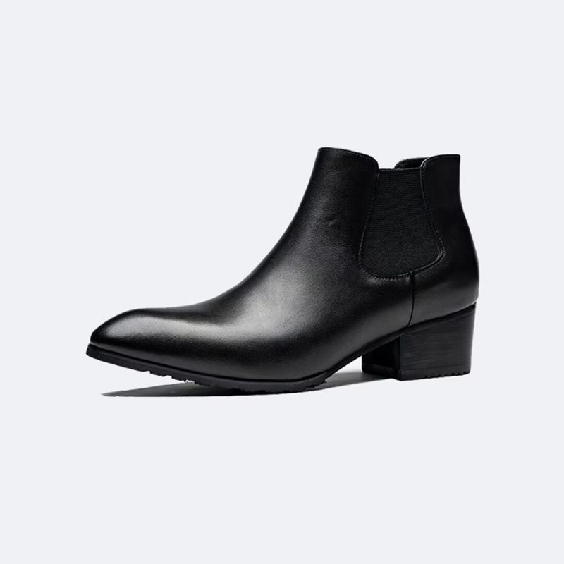 Botas Masculinas Com Zíper Pontiagudo - Preto