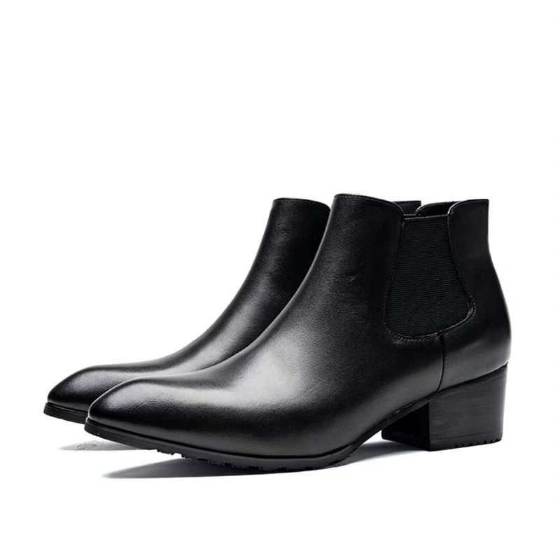 Botas Masculinas Com Zíper Pontiagudo - Preto