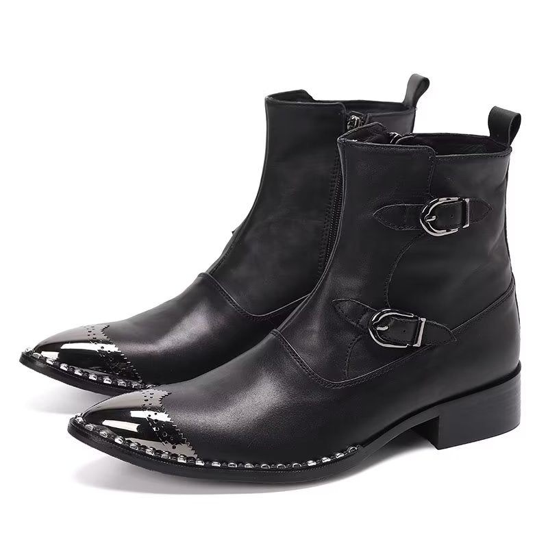 Botas Masculinas Com Zíper Tornozelo Calçado Elegante Essencial - Preto