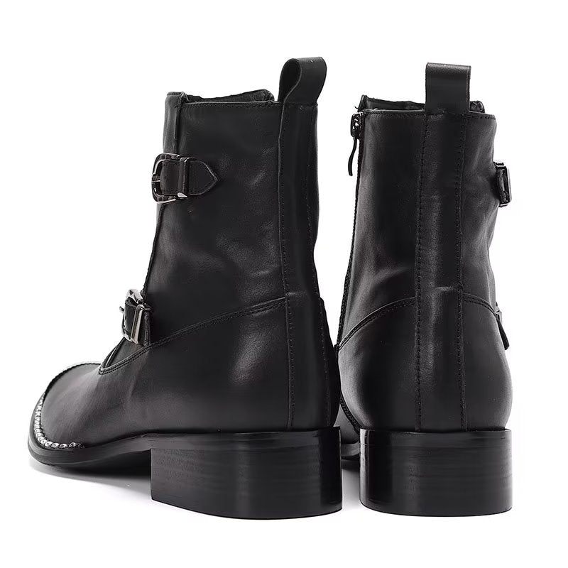 Botas Masculinas Com Zíper Tornozelo Calçado Elegante Essencial - Preto