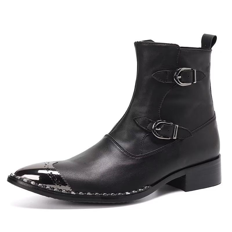 Botas Masculinas Com Zíper Tornozelo Calçado Elegante Essencial - Preto