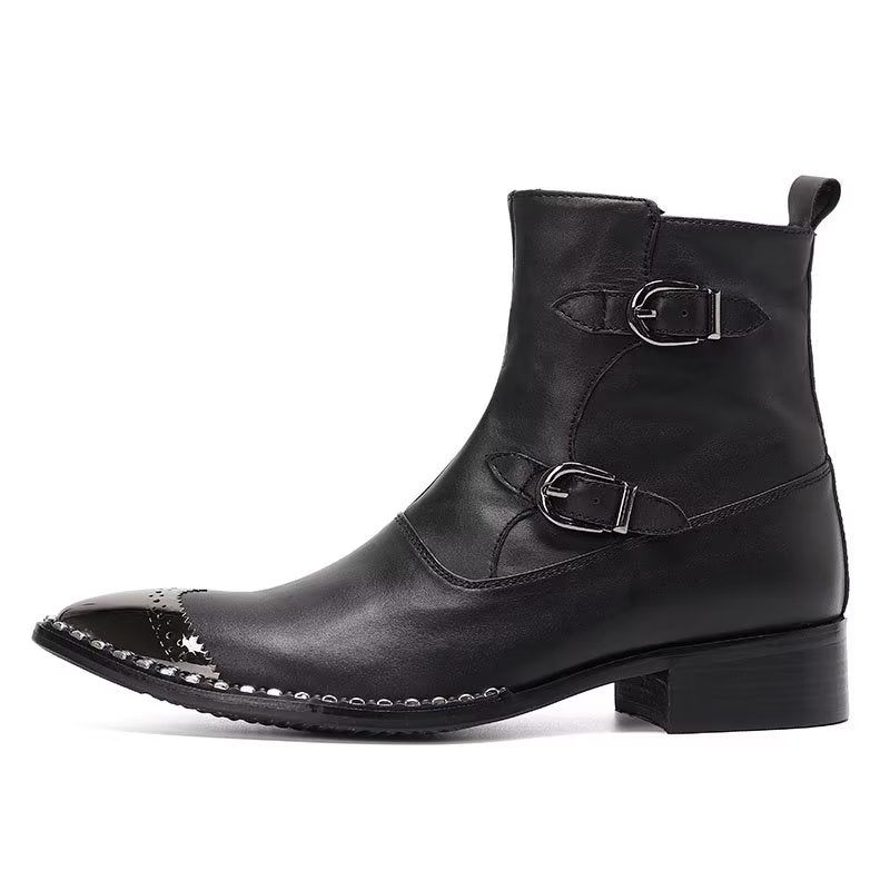 Botas Masculinas Com Zíper Tornozelo Calçado Elegante Essencial - Preto