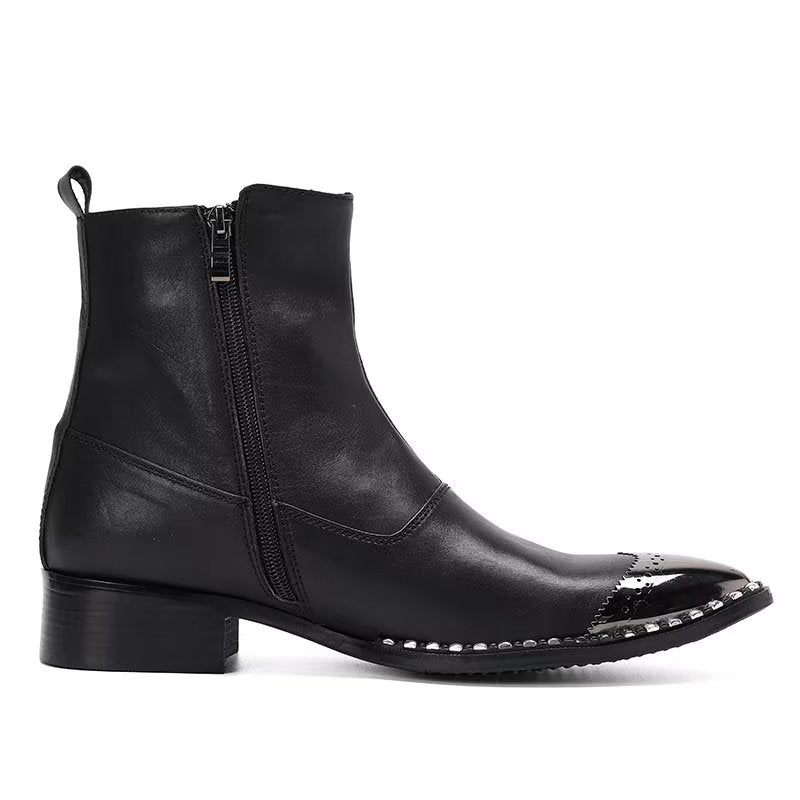 Botas Masculinas Com Zíper Tornozelo Calçado Elegante Essencial - Preto