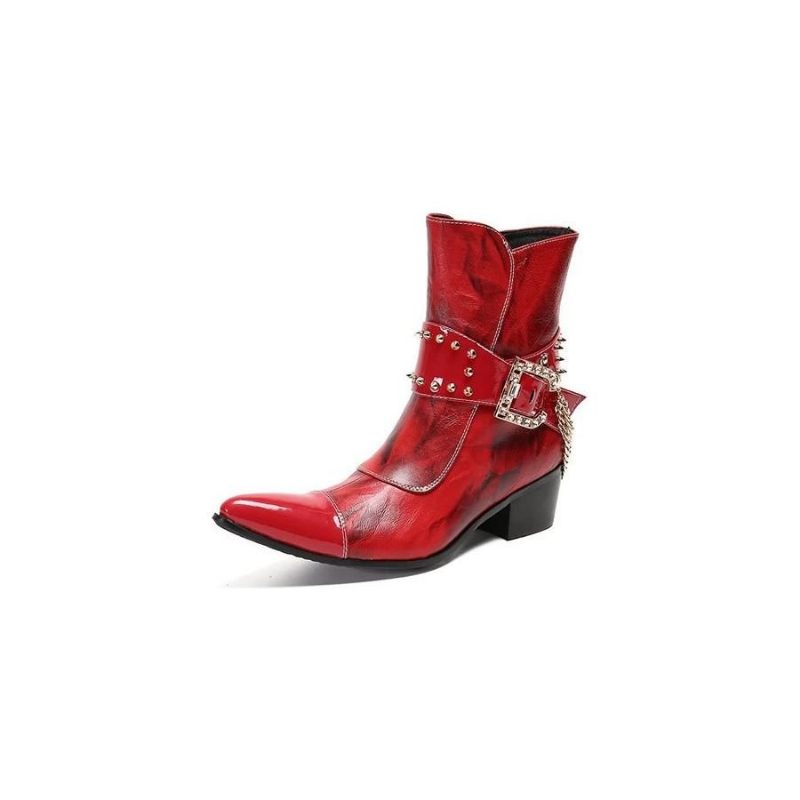 Botas Masculinas Couro Chamativo E Chique - Vermelho