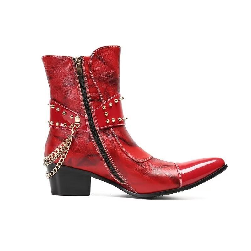 Botas Masculinas Couro Chamativo E Chique - Vermelho